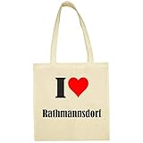 Reifen-Markt Tasche I Love Rathmannsdorf Größe 38x42 Farbe Natur Druck Schwarz
