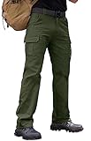 Vthereal Cargohose Herren Baumwolle Outdoorhose mit 7 Taschen Männer Arbeitshosen Chino Taktische Ranger Hose für Jagd Wandern, Armeegrün, L