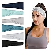 Flintronic 6 Stück Stirnbänder für Damen，Sport Stirnband Damen, Elastisch Haarbänder Damen für Yoga Workout Laufen Make-up Fitness
