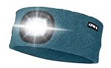 ATNKE LED Beleuchtetes Stirnband, Wiederaufladbare USB Lauf Stirnbänder mit Licht Extrem Heller 4 LED Lampe Winter Warme Stirnlampe für Herren und Damen Geschenke/Olive Green