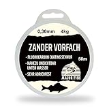 Major Fish Zander Vorfach Fluorocarbon Schnur Angelschnur | 0,30 mm | 4 kg | 50 Meter