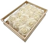 Fangblatt - Wachsrose - wundervolle künstliche Creme weiße Rose aus Wachs - für Gestecke, Tischdekoration, Grabschmuck - Durchmesser ca. 10 cm (3)