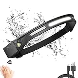 LED Stirnlampe, Led Wiederaufladbar, Head Lamp with 5 Light Modes, Rechargeable Head Torch with Light with Sensor, Headlamp for Jogging, Running, Fishing, Hiking