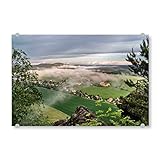 artboxONE Acrylglasbild 150x100 cm Natur Über den Wolken Bild hinter Acrylglas - Bild sächsische Schweiz Berge dunst