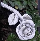Florsol Rose mit Stiel Rosenblüte auch Grabdekoration Grabschmuck wetterfest 13,5 cm grau