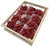 Fangblatt - Wachsrose - wundervolle künstliche rote Rose aus Wachs - für Gestecke, Tischdekoration, Grabschmuck - Durchmesser ca. 7 cm (12)