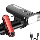 Tatopa Fahrradlicht Led Set Fahrradlichter | USB Wiederaufladbare Fahrrad Licht Fahrradlampe Wasserdicht Frontlicht und Rücklicht | StVZO Zugelassen Fahrradbeleuchtung