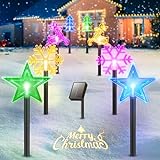 GEARLITE 8 Stück Weihnachtsdeko Aussen, Solarlampen für Außen mit 8 Modi, IP65 Wasserdicht Weihnachtsbeleuchtung mit 4 Formen für Garten Christmas Terrasse Outdoor Geschenk