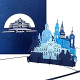 Pop Up Karte „Dresden - Panorama mit Oper & Frauenkirche“ - 3D Grußkarte als Souvenir, Geschenk, Geburtstagskarte, Einladungskarte & Gutschein zum Städtetrip