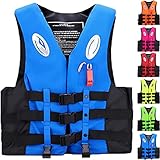 NURCIX Schwimmweste für Erwachsene Kinder, Erwachsene 20-120 kg Auftriebsweste, Rettungsweste Schwimmhilfe mit Überlebenspfeife, für Kajakfahren, Angeln, Surfen (Color : A, Size : 3XL)