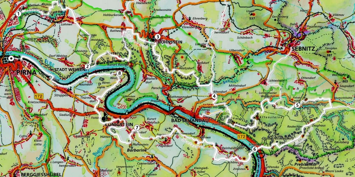 Karte des Malerweg.