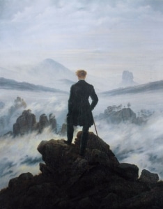 Wanderer über dem Nebelmeer, gemalt von Caspar David Friedrich.