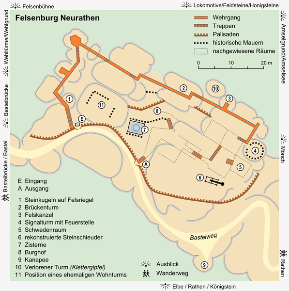 Karte Felsenburg Neurathen.